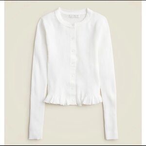 NWT J. Crew Ruffle-trim Cotton Gauze Cardigan White